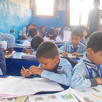 Students participating in a classroom lesson